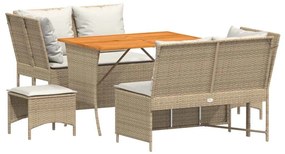 vidaXL 5 részes bézs polyrattan kerti ülőgarnitúra párnákkal