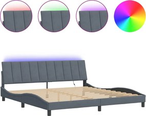 vidaXL sötétszürke bársony ágykeret LED-ekkel matrac nélkül Hanko 200 x 200 cm