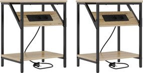 vidaXL Éjjeliszekrény 2 pcs Sonoma tölgy 38 x 30 x 48 cm Faanyag