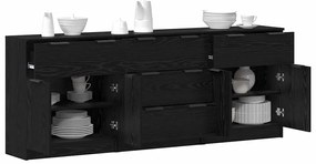 Széf fiókkal 3 pcs Musta tammi 60 x 30 x 70 cm Faanyag