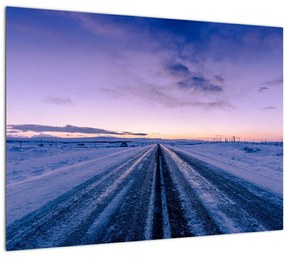 A téli út képe (üvegen) (70x50 cm)