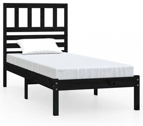 fekete tömör fenyőfa ágykeret 100 x 200 cm