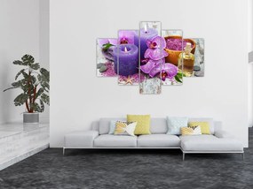Orchideák és gyertyák képe (150x105 cm)