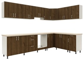 Benita 3 fiókos Alsó konyhaszekrény Bronz Tölgy-Fehér 60x50x80 cm N