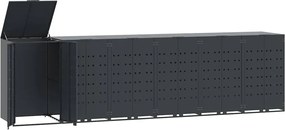 vidaXL antracit acél kerekes tároló 6 szemeteskukához 414x79x117 cm