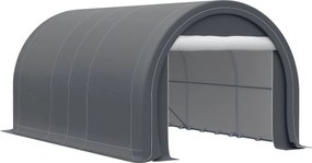 Outsunny 5x3m Kültéri Autógarázs Autóbeálló UV-védelemmel, Levehető PE Szövet Pavilon és Galvanizált Acél Váz Szürke | Aosom