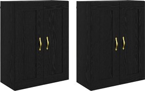 vidaXL Fali szekrény 2 pcs Fekete tölgy 69,5 x 34 x 90 cm Faanyag