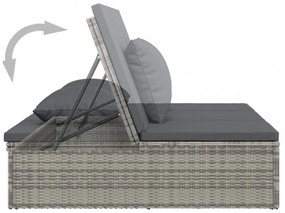 sötétszürke polyrattan átalakítható napozóágy párnákkal