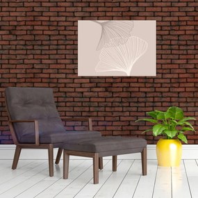 Üveg kép - Bézs színű levelek N⁰2 (70x50 cm)