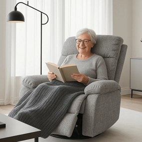 Elektromosan Vezérelhető Masszázsfunkciós Relaxfotel Fotel Szürke Színben. BRUCE