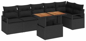 vidaXL Kert étkező szett párnával 7 pcs Fekete és Barna