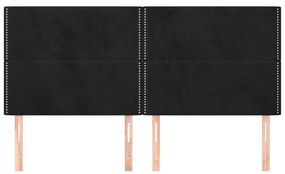4 db fekete bársony fejtámla 90x5x78/88 cm