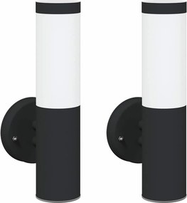 vidaXL Kültéri Fali Lámpa 2 pcs Fekete 15 x 7,5 x 33 cm