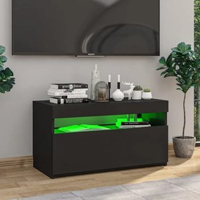 fekete TV-szekrény LED-világítással 75 x 35 x 40 cm