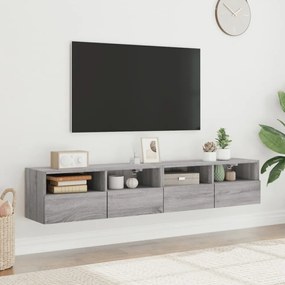 2 db szürke sonoma szerelt fa fali TV-szekrény 80 x 30 x 30 cm