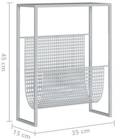 ezüstszínű acél újságtartó állvány 35 x 15 x 45 cm