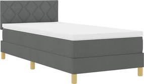 vidaXL LED Box Spring Ágy matracmal Sötétszürke 90 x 200 cm szövet