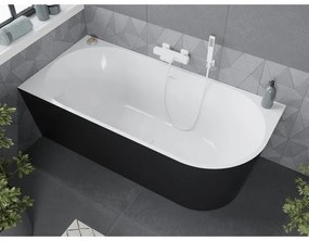 Mexen Mia, szabadon álló sarokkád, láva, 170 x 80 cm, fehér-fekete, fehér túlfolyó, 52691708075L-20