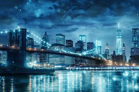 Fotótapéta Flizelina Város Panoráma New York Manhattan Éjszaka 254x184 ragasztó