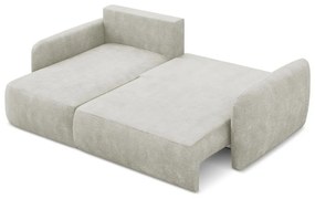 Krémszínű zsenília kinyitható-tárolóhelyes sarokkanapé (bal oldali-heverő résszel) Lilo – Makamii