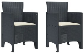 3 Részes Kerti Étkezőgarnitúra Párnákkal Antracit Poly Rattan