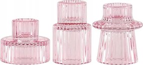 Dekoratív üveg gyertyatartók rózsaszín gyertyákhoz 3 db