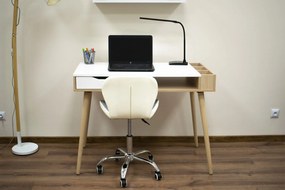 AKCIÓ Szürke-fehér AVOLA irodai szék ökobőrből II. osztály