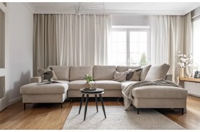 Bézs kordbársony kinyitható sarokkanapé (jobb oldali) Lofty Lilly – Miuform