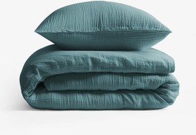 Goldea muszlin ágyneműhuzat – petrolkék 200 x 200 és 2db 70 x 90 cm