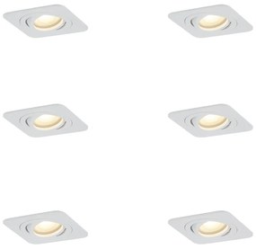 6 darabos, lekerekített, süllyesztett spotlámpa szett, fehér, GU10 50mm, forgatható és dönthető, IP44 - Alberto