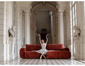 Téglavörös kordbársony kinyitható sarokkanapé (jobb oldali) Lucien – Bobochic Paris