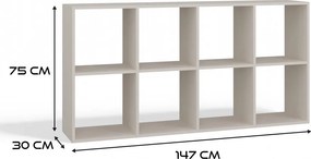 Aldabra Malax 2x4 polc, 147x75x30 cm, kasmír
