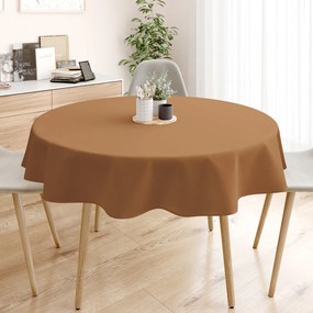 Goldea pamut asztalterítő - fahéj színű - kör alakú Ø 110 cm