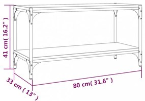 szürke sonoma színű szerelt fa és acél TV-szekrény 80x33x41 cm