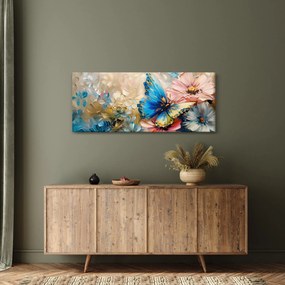Kép - Virágok és pillangók festése (120x50 cm)