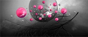 Rózsaszín absztrakt gömbök képe (120x50 cm)