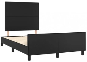fekete műbőr ágykeret fejtámlával 120 x 200 cm