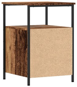 2 db antik fa színű szerelt fa éjjeliszekrény 34 x 35,5 x 50 cm