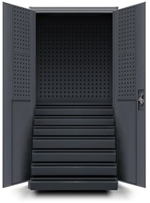 DAREK műhelyszekrény, 920 x 1850 x 500 mm, antracitszürke