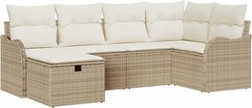 vidaXL Kerti Kanapé Szett párnával tárolóval 6 pcs Bézs Poli rattan
