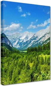 Vászonkép 20x30 Hegyi táj gyönyörű felhőkkel Fák a hegyekben