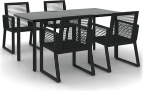 vidaXL 5 részes fekete PVC rattan kerti étkezőgarnitúra
