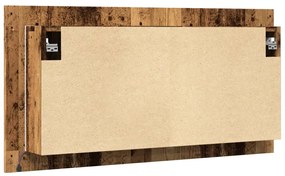 antik fa színű szerelt fa tükrösszekrény LED-del 90x12x45 cm