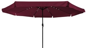 Kerti Napernyő LED Fénnyel ø395x245 cm Bordeaux Piros