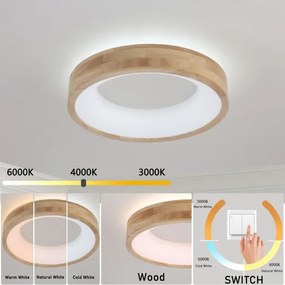Brilagi-LED FALCON WOOD mennyezeti lámpa LED/30W/230V 3000/4000/6000K 45 cm, fa kivitel
