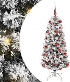 vidaXL Műanyag Hajtogatós Karácsonyfa 150 LED-del Zöld és Fehér 120 cm