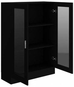 fekete szerelt fa vitrinszekrény 82,5 x 30,5 x 115 cm