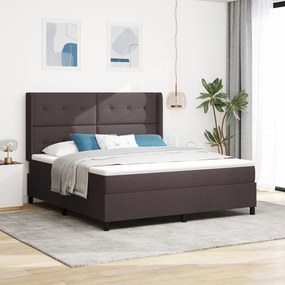 Boxspring Ágy Matraccal és LED világítással Sötétbarna 180x200 cm Szövet