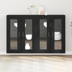 Fali Kabinetek 2 db Fekete Tölgy 69,5x34x90 cm Mérnöki Fa