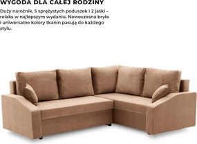 Grande Plus sarokkanapé, jobboldali, szövet anyag, barna